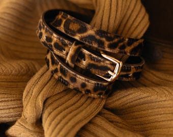 Leopard Print Calf Leather Belt: Women's Waist Belt