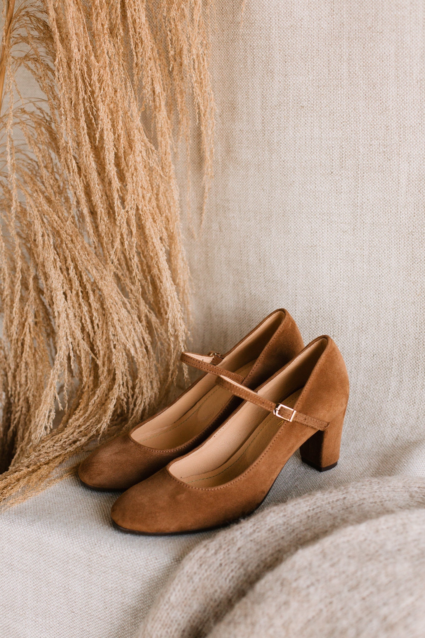 Buy Mary-jane Heels Natural Cigaro Brown Velvet Leather Mary Online in  India - Etsy