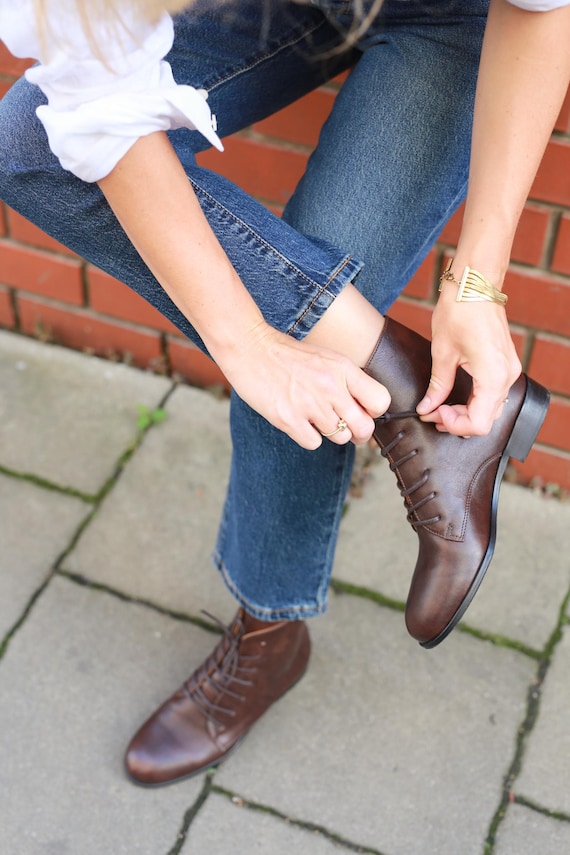 chocolate brown dress boots Leather Lace-up Ankle Boots: Brown, Retro Style Riding boots Size:MEDIUM 90-120 PrettyLittleThing Plus Burnt Orange Great for weddings or
