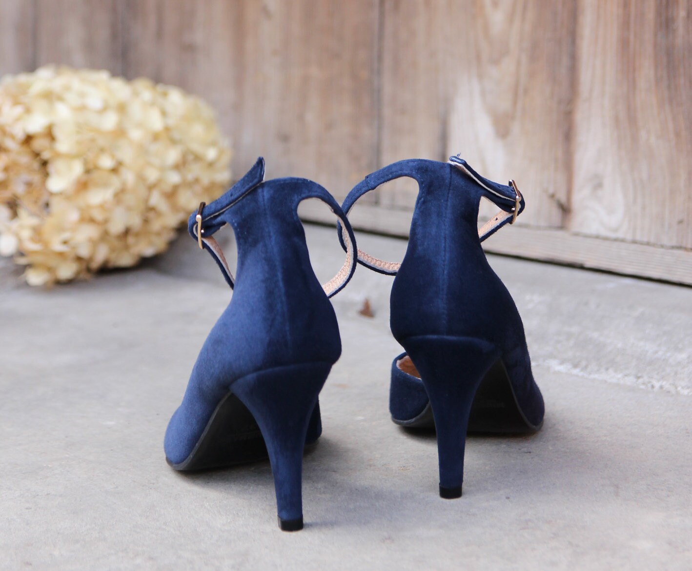 navy blue suede heels