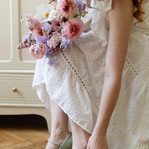 Mary-Jane eucalyptus suede leather shoes, retro heels shoes, retro bride shoes, image 10