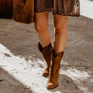 Cowboylaarzen dames, westernlaarzen, leren laarzen, cadeau voor haar, schoenen in bohostijl, natuurliefhebber