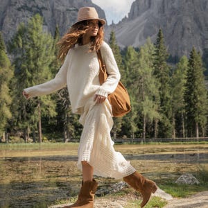Cowboystiefel für Damen – Leder Westernstiefel im Boho Stil, klassisch braun Bild 4