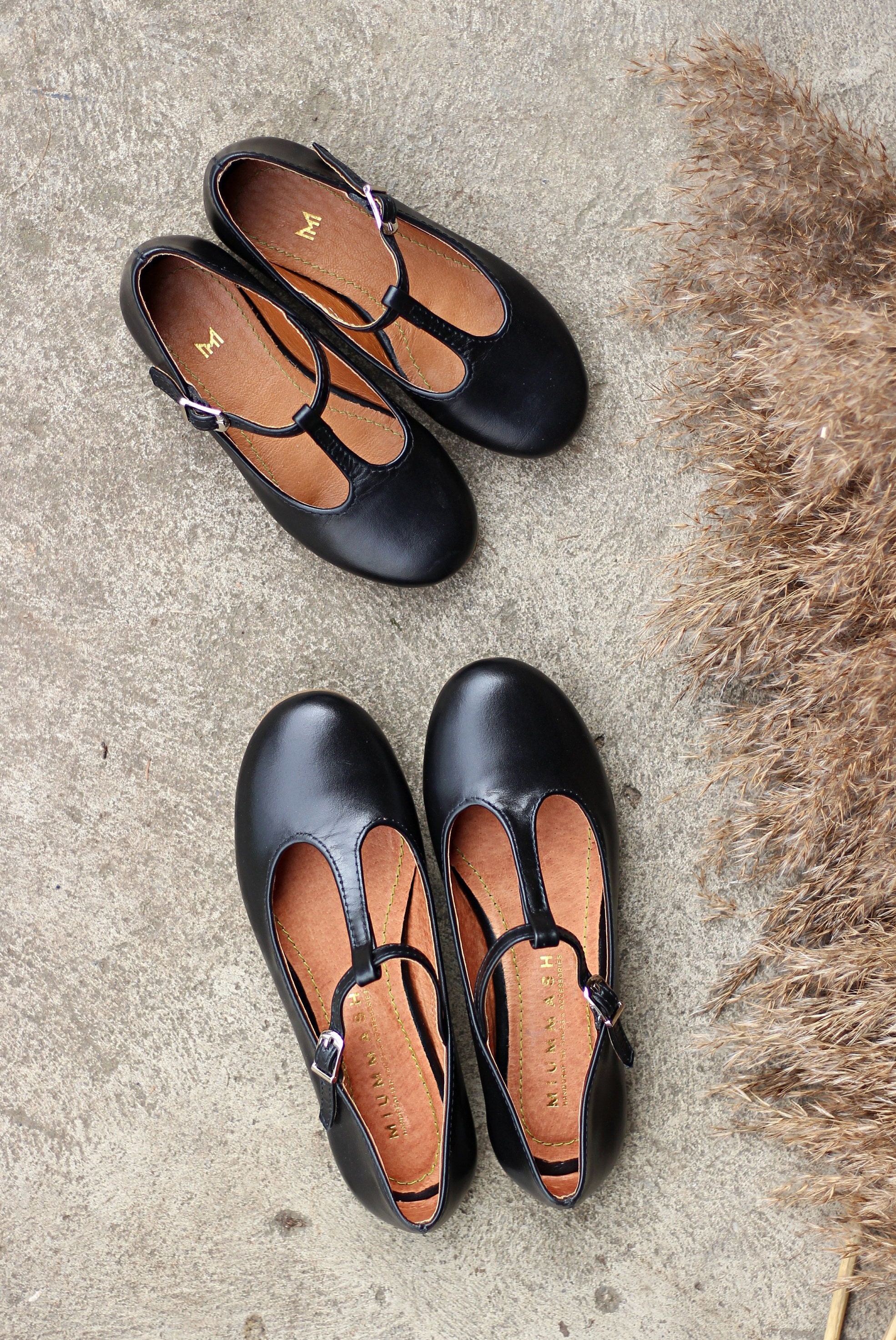 Buy BABY Retro Style Black Genuine Leather Ballet Flats Mary Jane