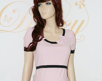 Chemise allaitement Freya pink points noirs