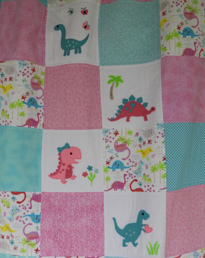 Pink Dinosaur Quilt/girl Dinosaur Quilt/girl Dinosaur Etsy