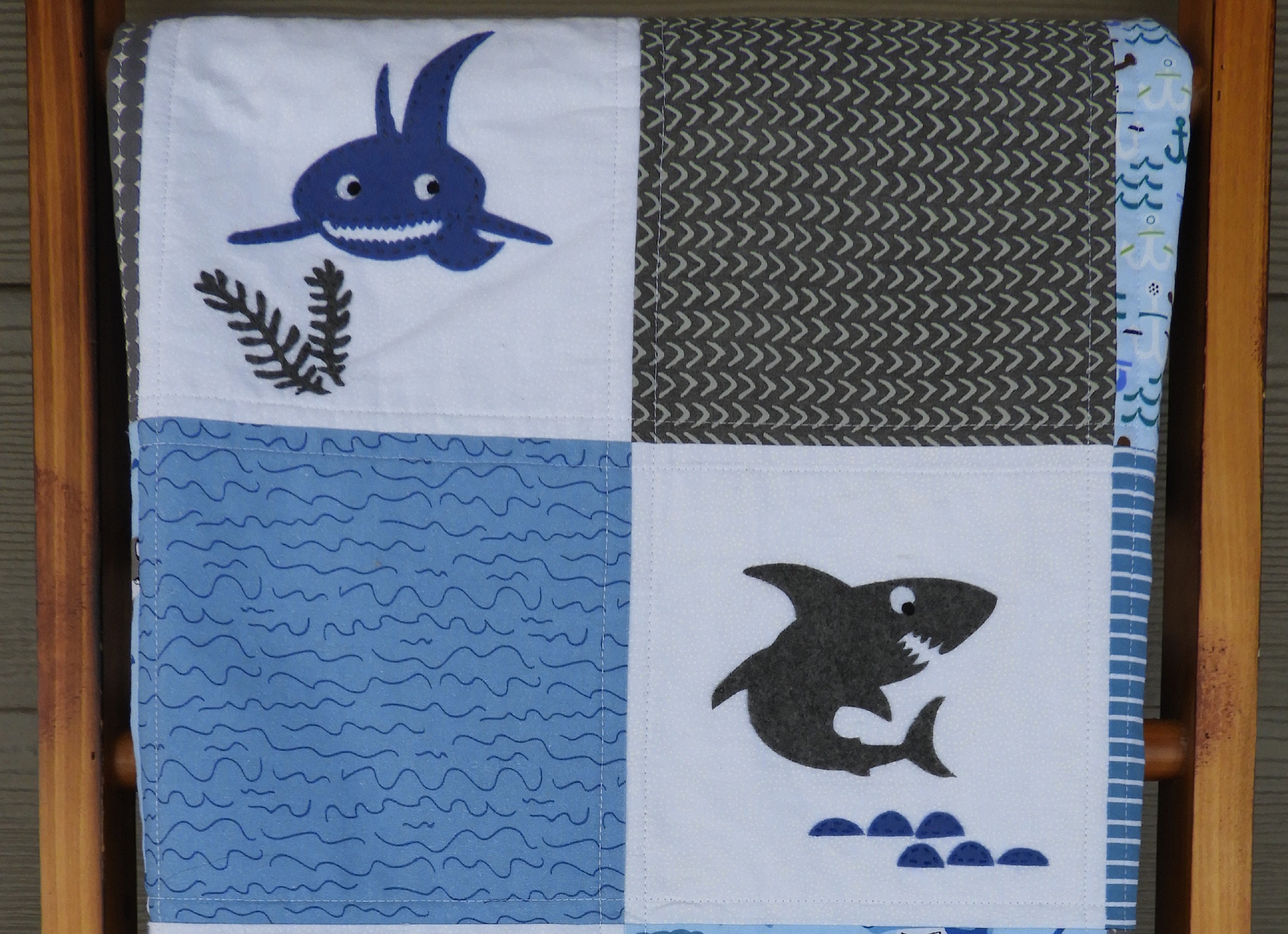 Shark Quilt/baby Shark Quilt/undersea Quilt/marine Etsy