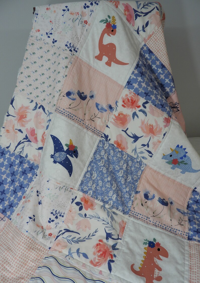 Pink Dinosaur Quilt/girl Dinosaur Quilt/girl Dinosaur Etsy