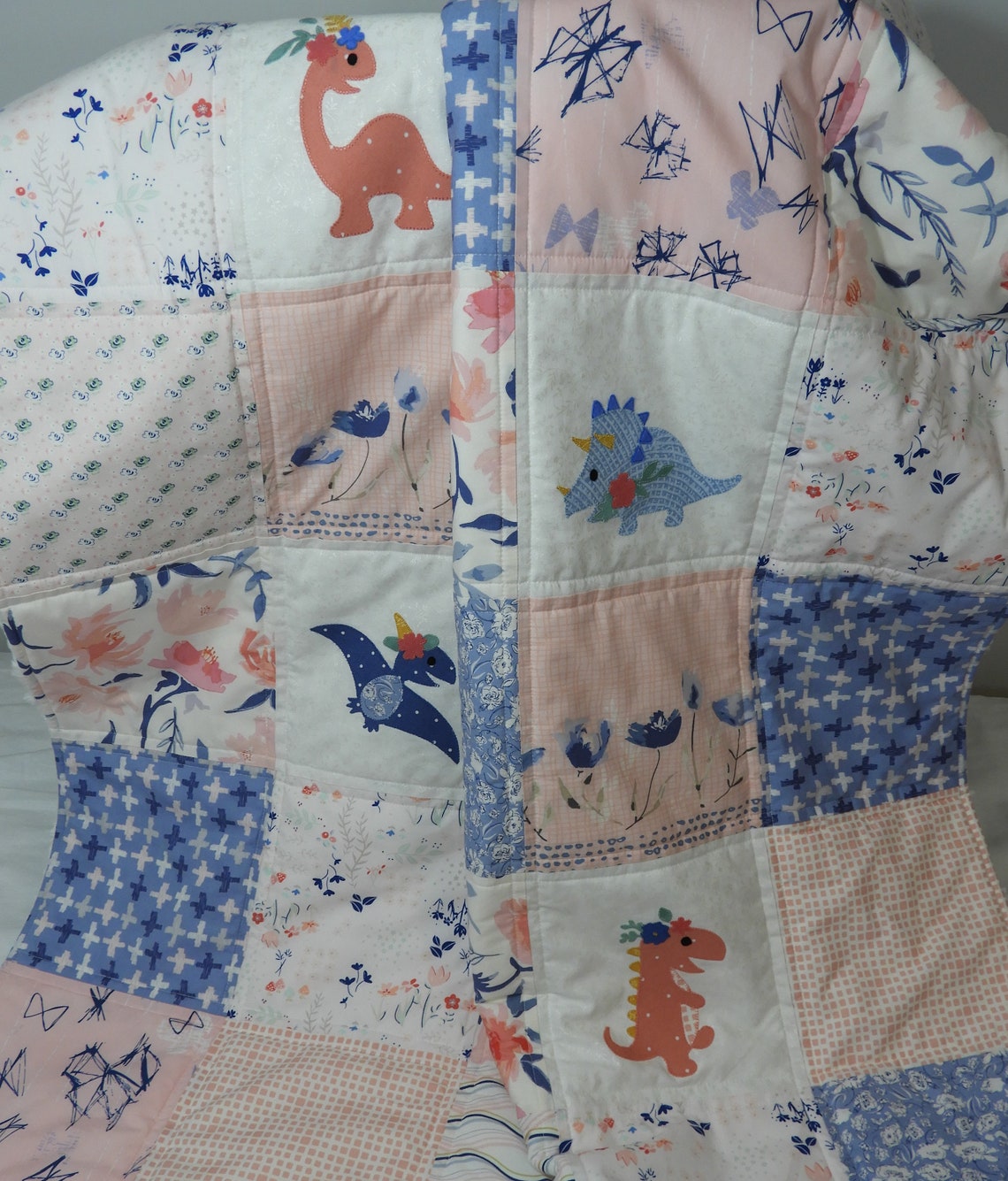 Pink Dinosaur Quilt/girl Dinosaur Quilt/girl Dinosaur Etsy