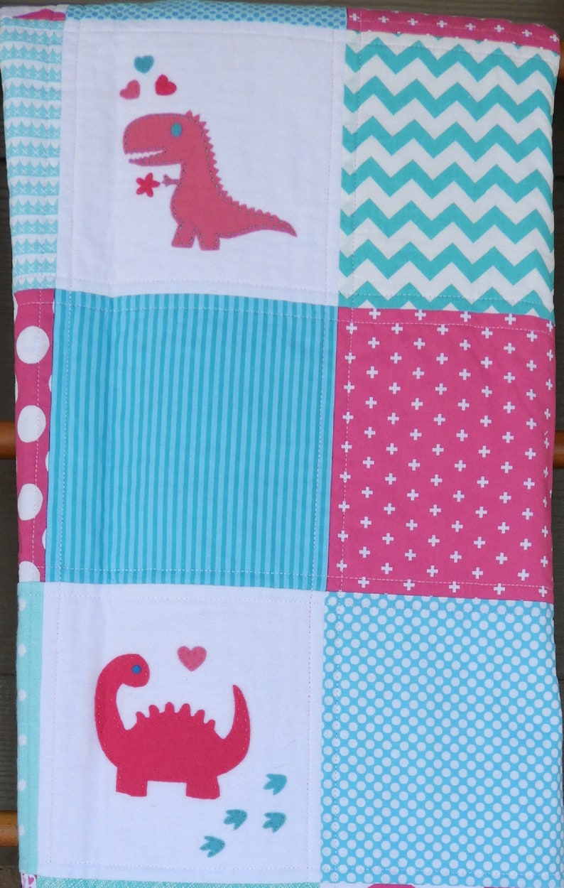 Pink Dinosaur Baby Quilt/girl Dino Quilt/girl Dinosaur Etsy