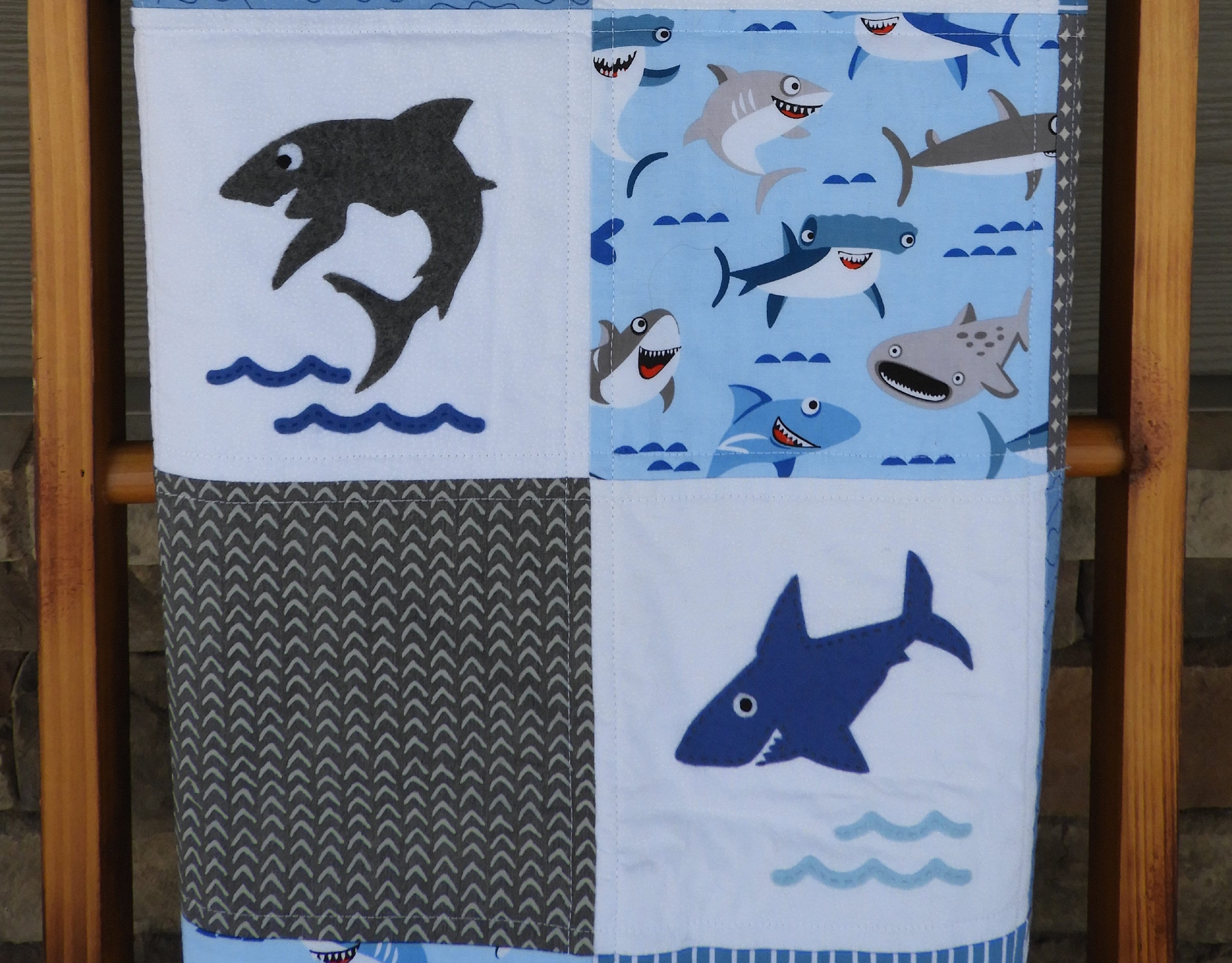 Shark Quilt/baby Shark Quilt/undersea Quilt/marine Etsy