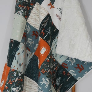 Rustic baby quilt/Personalized baby quilt/Handmade baby quilt/Adventure baby quilt/Fox quilt/Rustic nursery/Deer quilt/Nature quilt