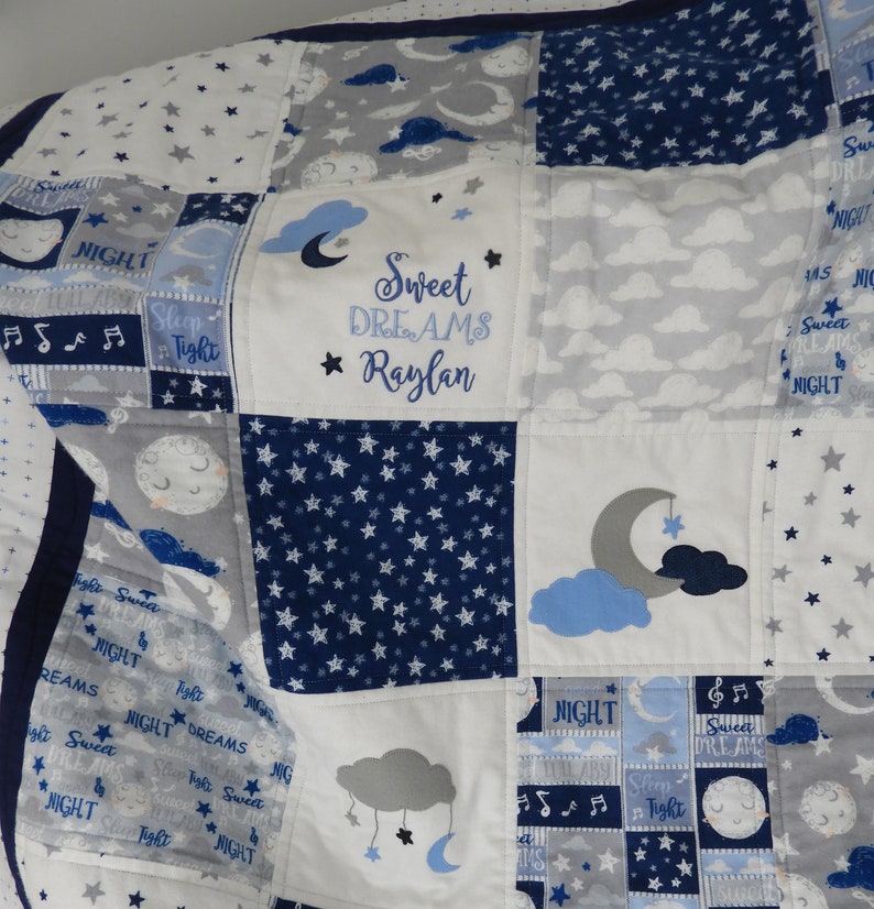 Moon Baby Quilt/moon Stars Quilt/to the Moon Baby Etsy