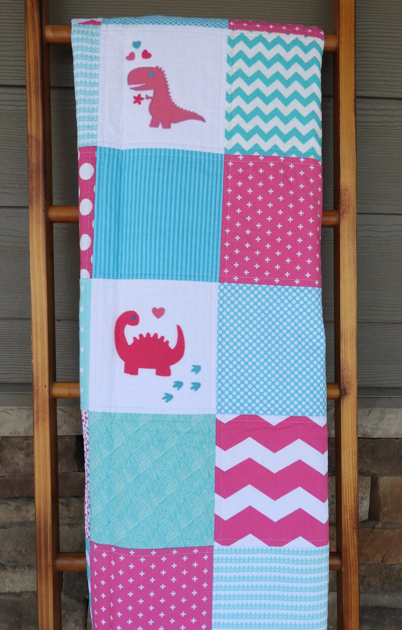 Pink Dinosaur Baby Quilt/girl Dino Quilt/girl Dinosaur Etsy