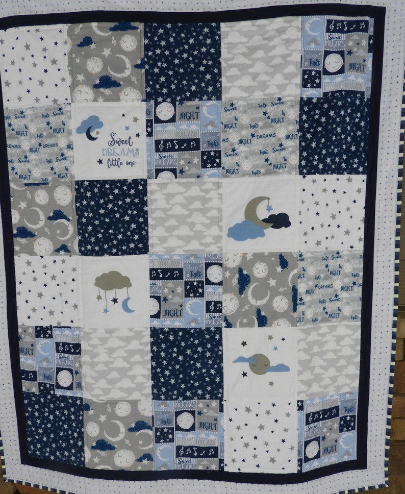 Moon Baby Quilt/moon Stars Quilt/to the Moon Baby Etsy