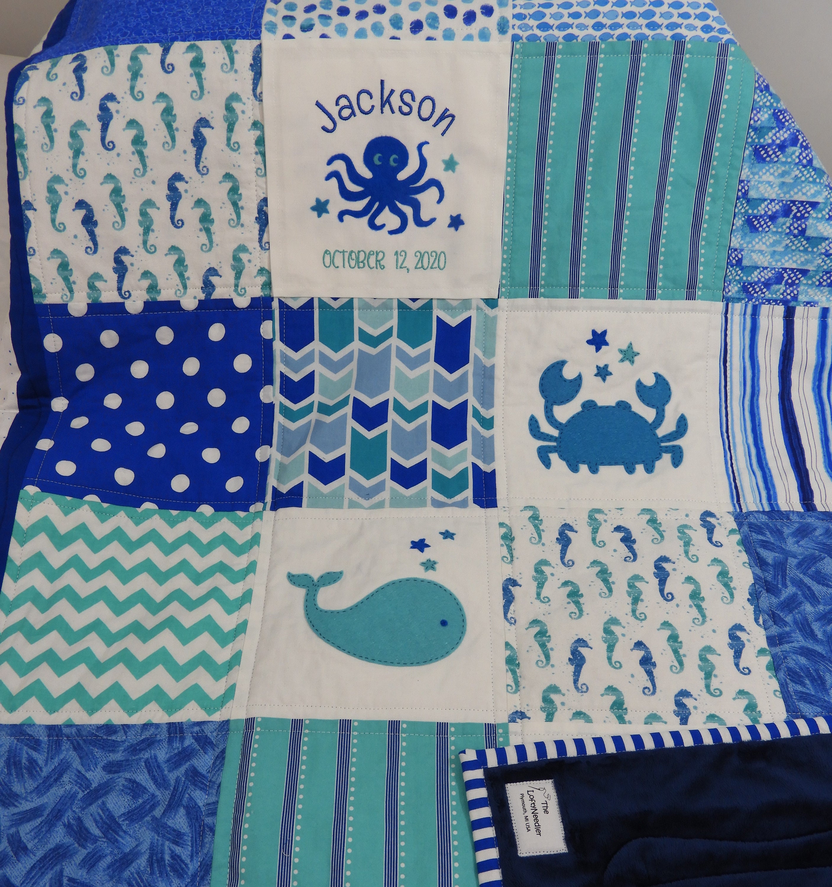 Undersea Quilt whale Baby Quilt octopus Quilt handmade Baby Quilt