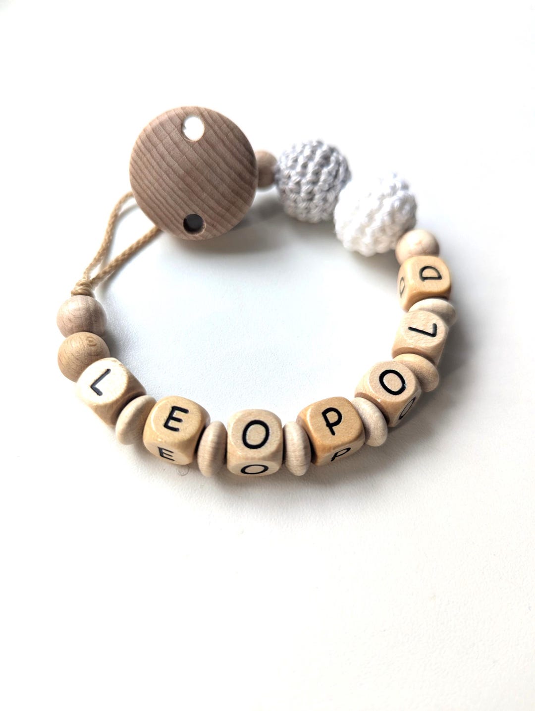 Unique Pacifier Chain Personalized Pacifier Chain With Name, Natural Materials, Crocheted ...