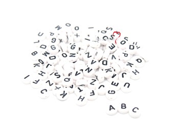 260 letter beads, letter acrylic beads, round letter beads, 7 mm, letter beads, name beads, ABC letter beads