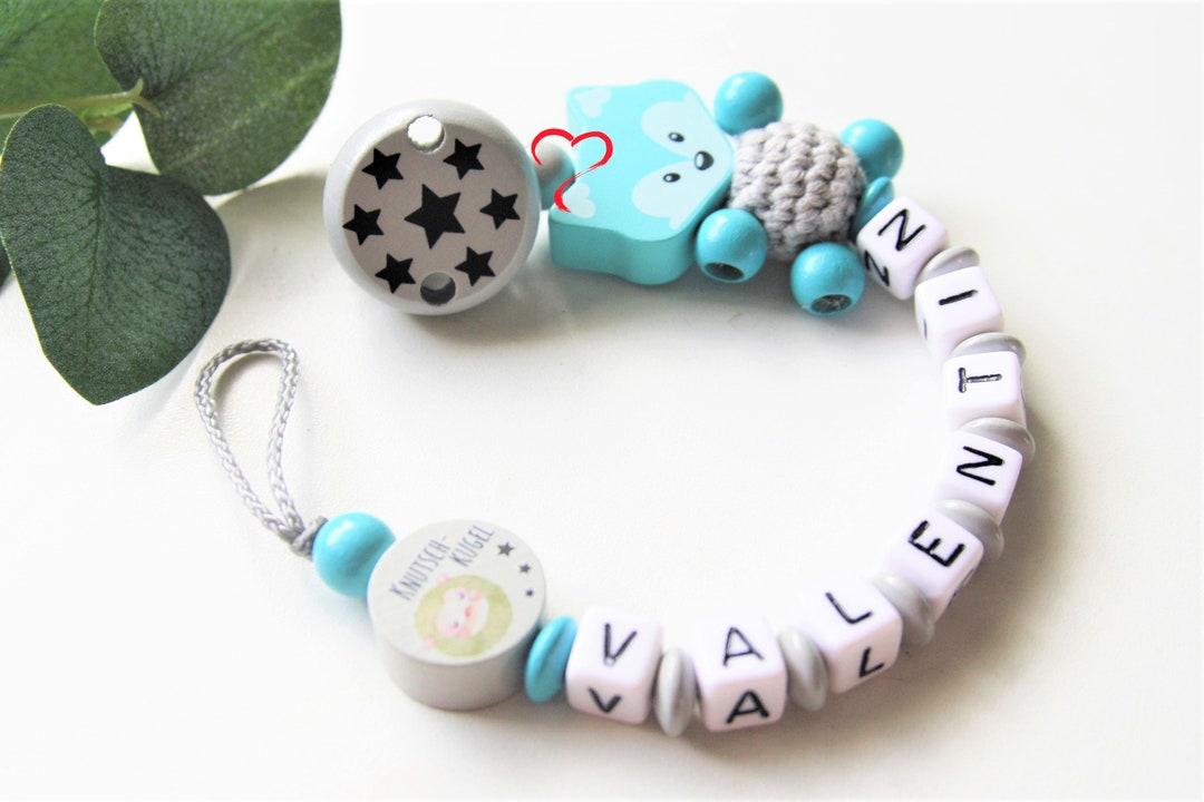 Pacifier Chain With Name Boy Personalized Fox Crochet Body With Cuddly ...