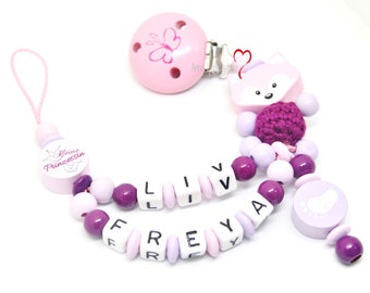 Cadena para chupete con doble nombre de zorro