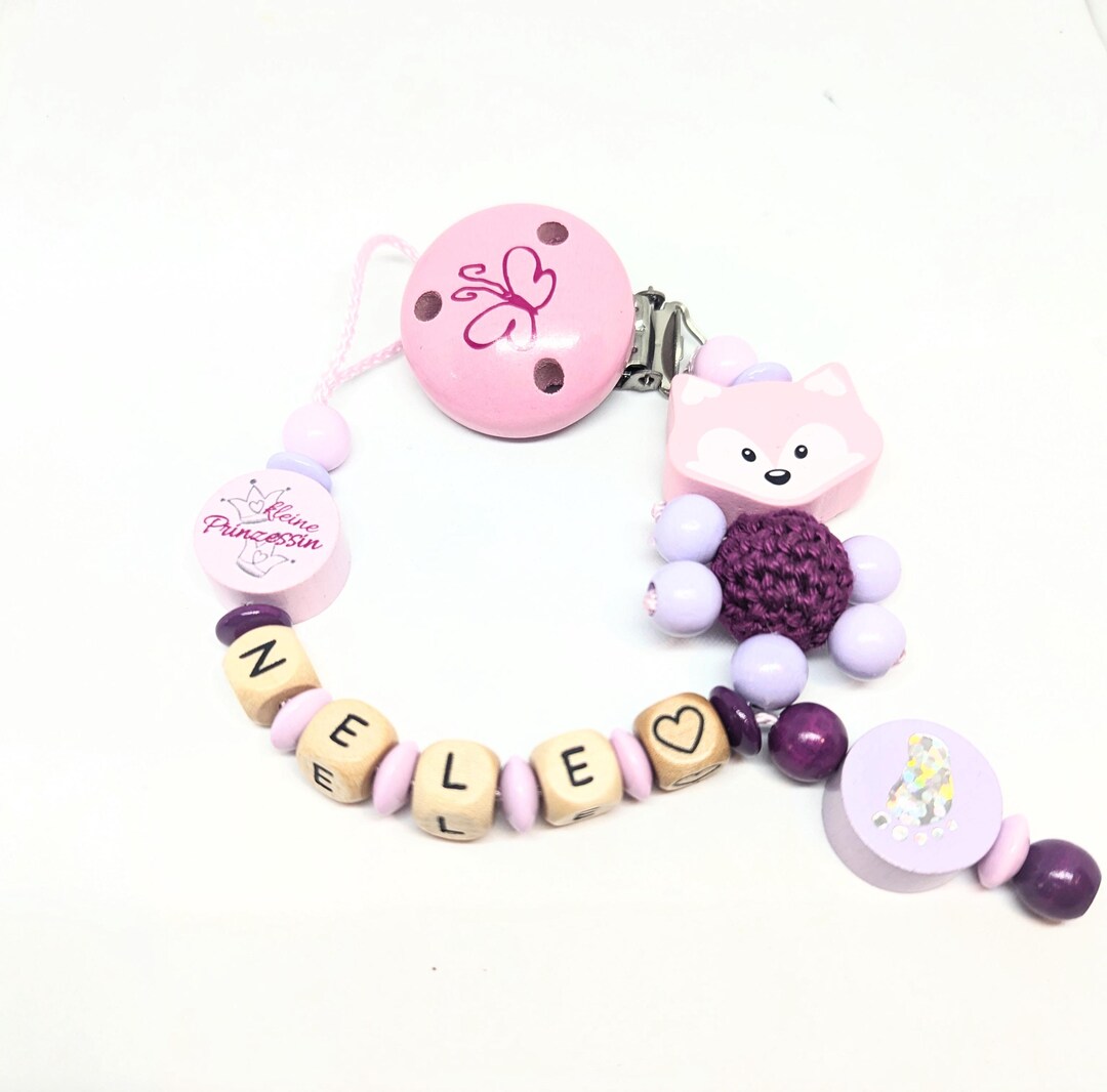 Unique Pacifier Chain Pacifier Chain With Name Girl Personalized Feet Butterfly Pink - Etsy