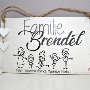 Wooden Sign Family Characters with Names