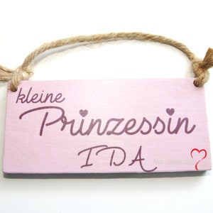Wooden sign little princess with name pink