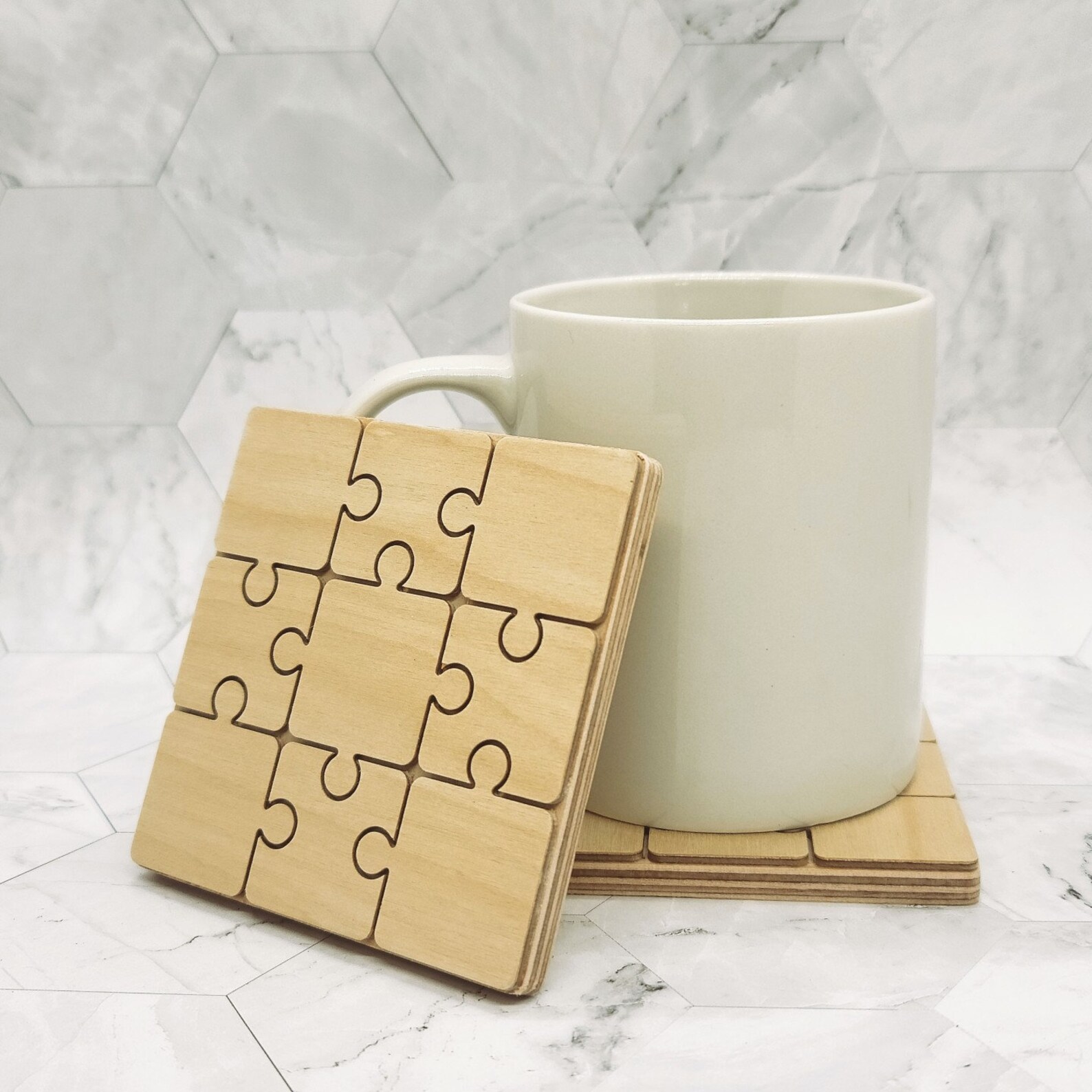 Wooden Puzzle Coasters 4 Pack Etsy