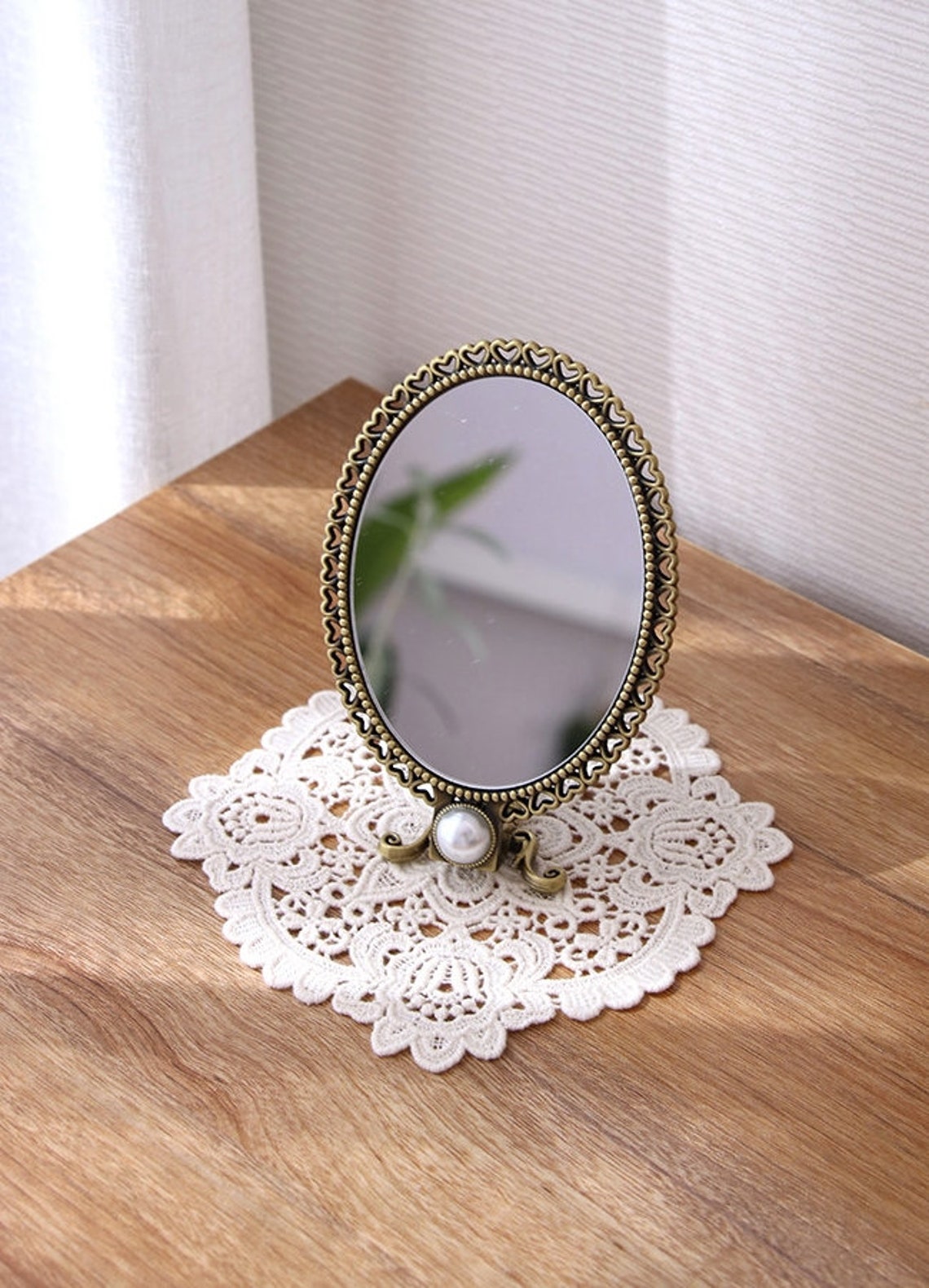 Antique Hand Mirror Vanity Stand Mirror Etsy