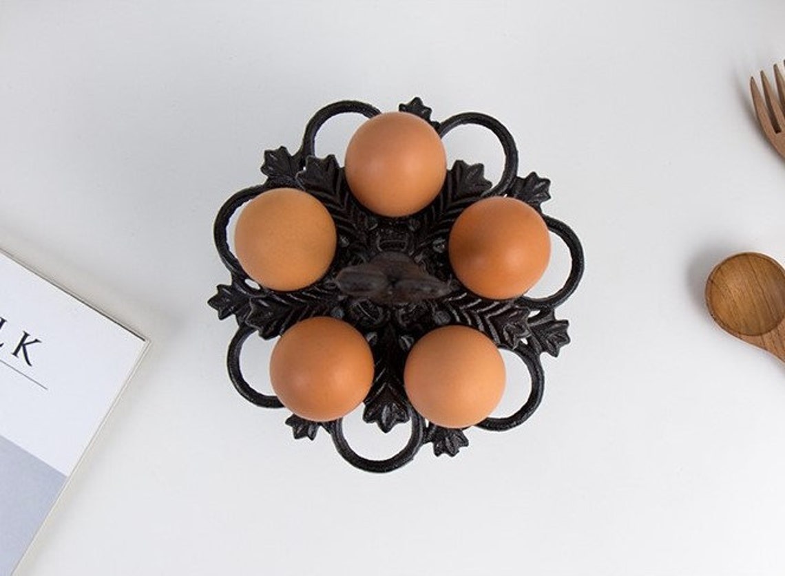 Cast Iron Chicken Egg Holder for 12 Eggs Farmhouse Countertop Etsy