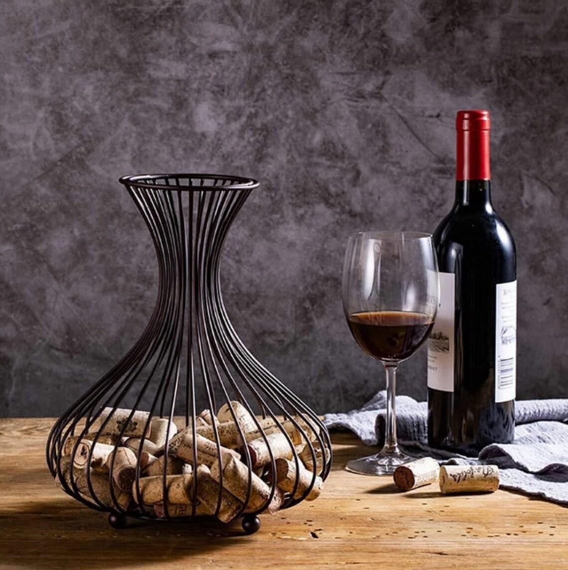 Wine Cork Holder Industrial Table Top Accent Wine Lover Gift Etsy