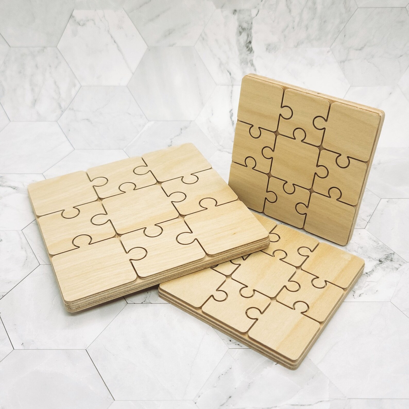 Wooden Puzzle Coasters 4 Pack Etsy