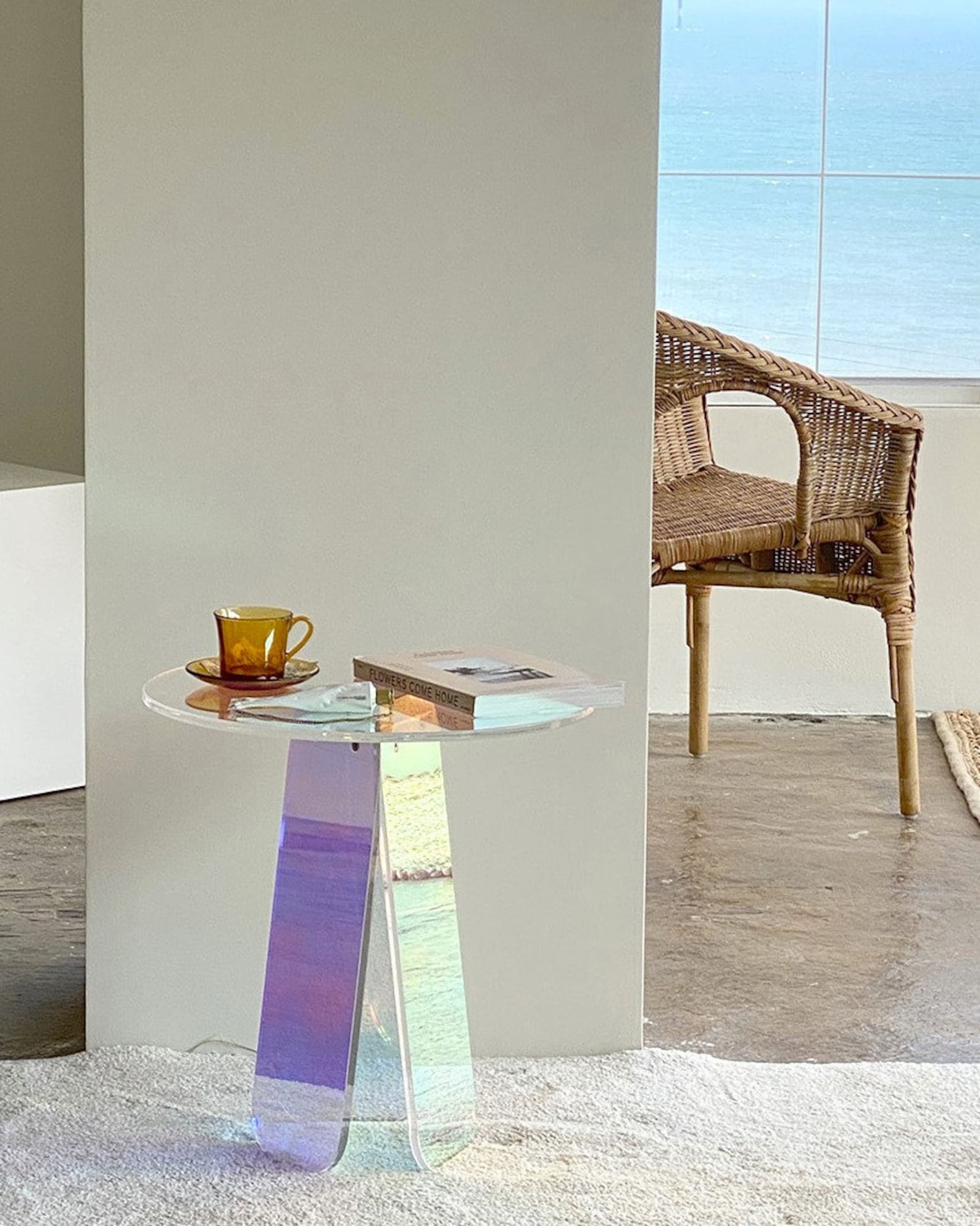 Round Iridescent Acrylic Side Coffee Table Etsy