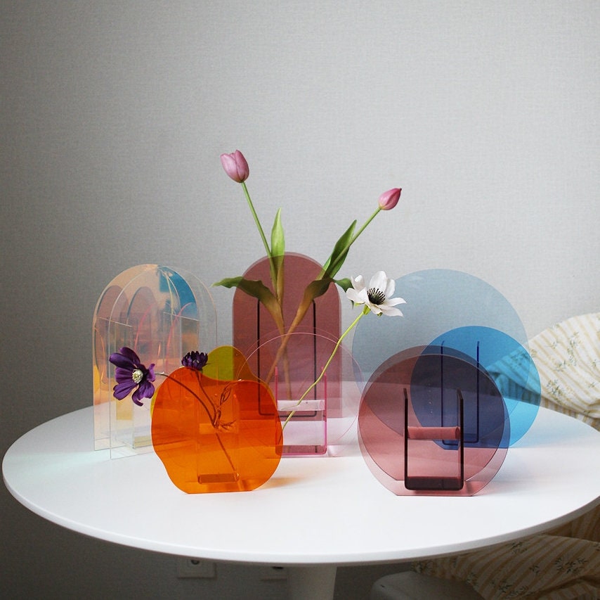 Acrylic Flower Vase Iridescent Vase Dried Flower Vase Etsy
