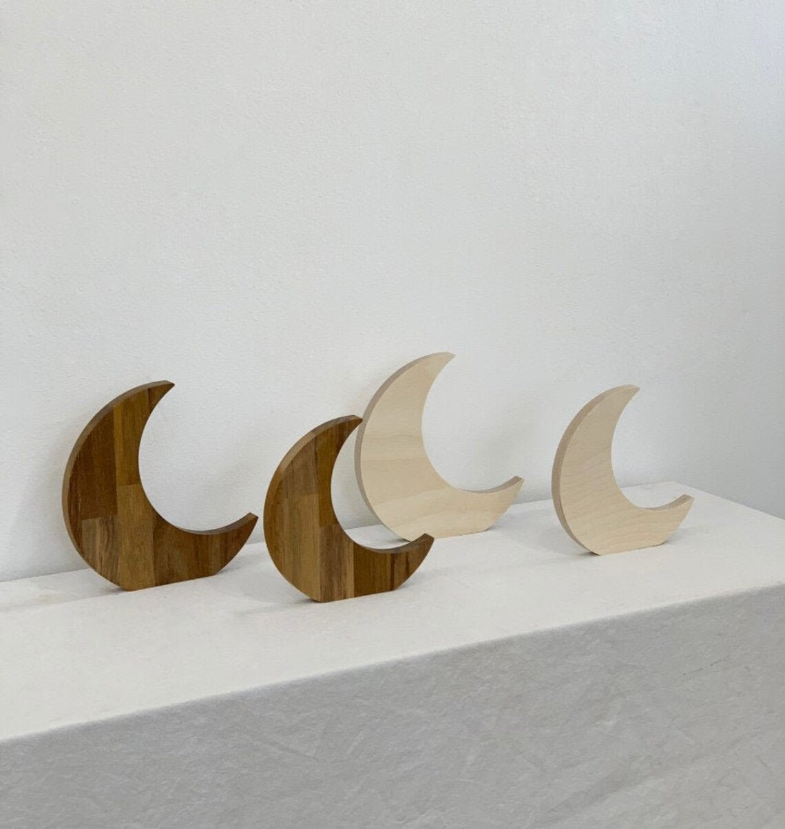 Wooden Crescent Moon Decor Stand Photography Prop Etsy