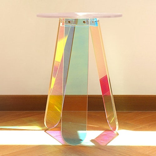 Rainbow Iridescent Acrylic Coffee Table Etsy