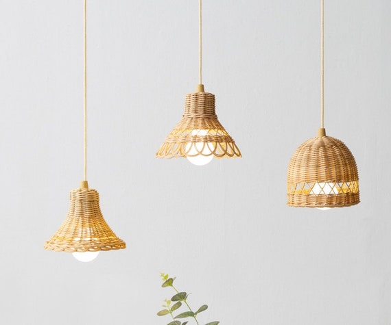 Small Rattan Pendant Light Shade With Battery Operated Pull Small Rattan Pendant Light Shade With, Battery Operated Pendant Chandelier