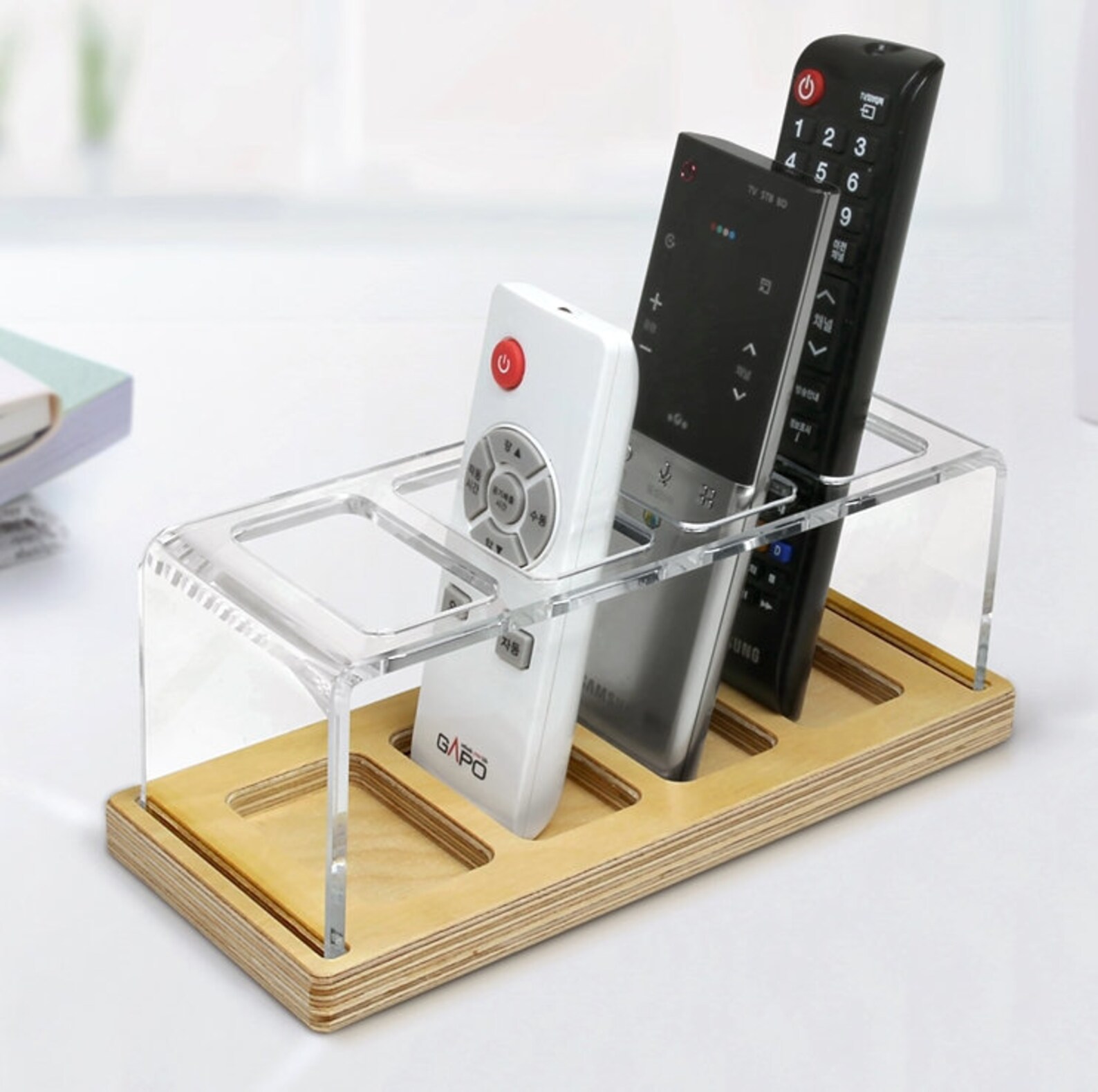 Acrylic Remote Control Caddy With Wood Stand Remote Control Etsy