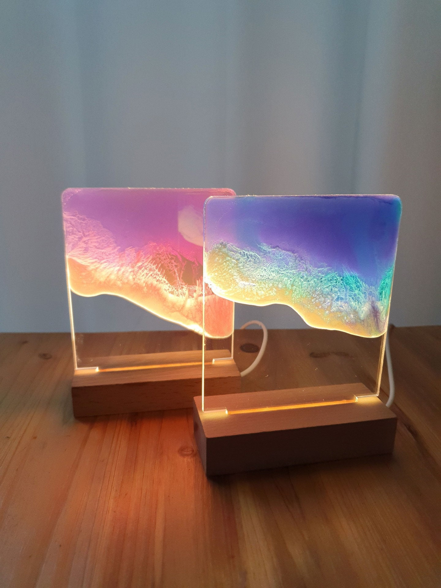 3D Resin Art LED Ocean Lamp Nautical Acrylic Night Light Beach Etsy