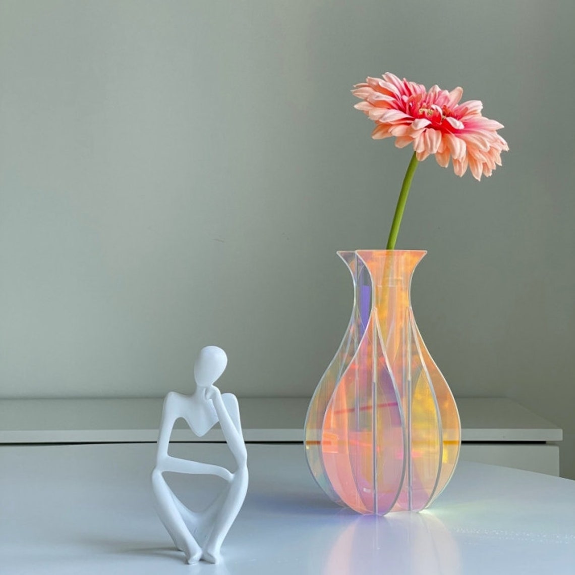 Iridescent Acrylic Vase 2 Types Etsy