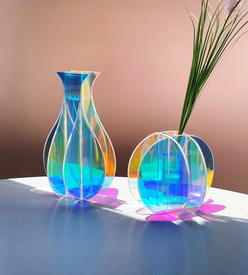 Iridescent Acrylic Vase 2 Types Etsy