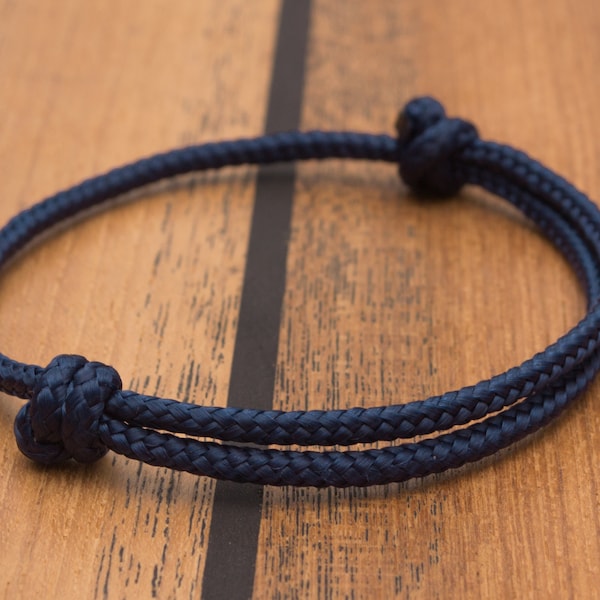 Bracelet surfeur maritime - marine, bleu foncé (homme, femme, bracelet d'amitié, corde à voile)