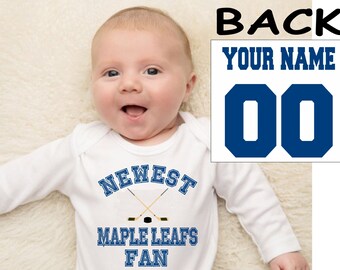 Baby bodysuit Newest fan Toronto Maple Leafs hockey One Piece jersey personalize