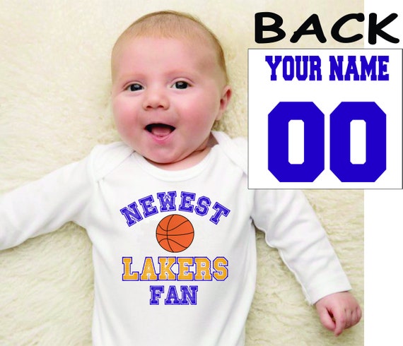 Lakers baby shirt infant t-shirt sport customized personalized name and  number child boy kid's shower