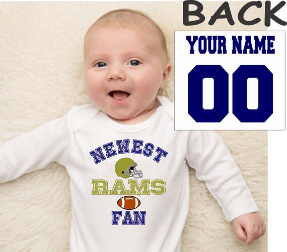 rams baby bodysuit shirt infant shower customized personalized name and number 100 cotton one piece shirt t shirt tee