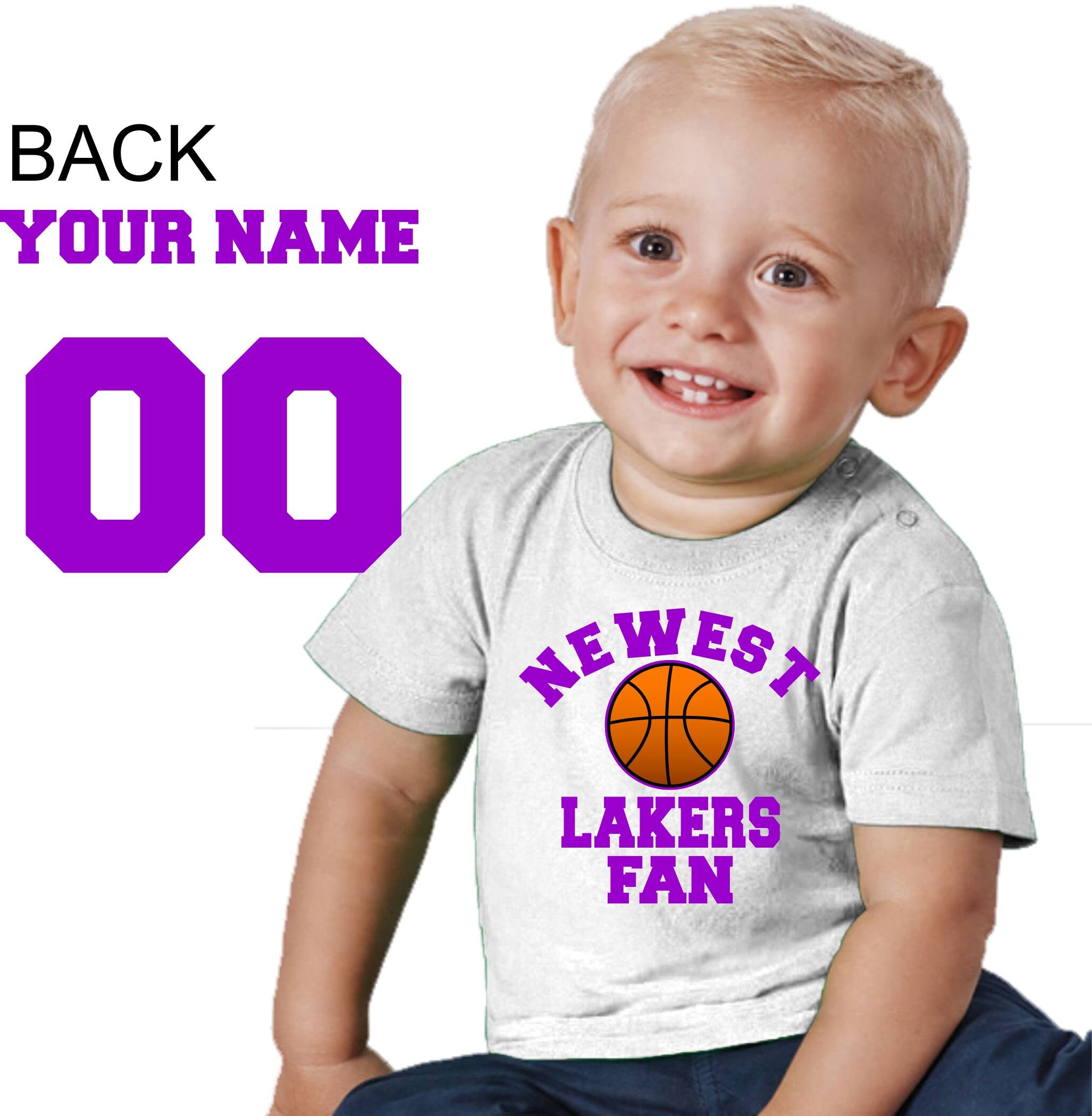 Infant Black Los Angeles Lakers Personalized Bodysuit