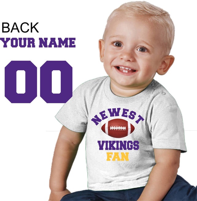 Vikings baby shirt infant t-shirt sport customized personalized name and number child boy kid's shower