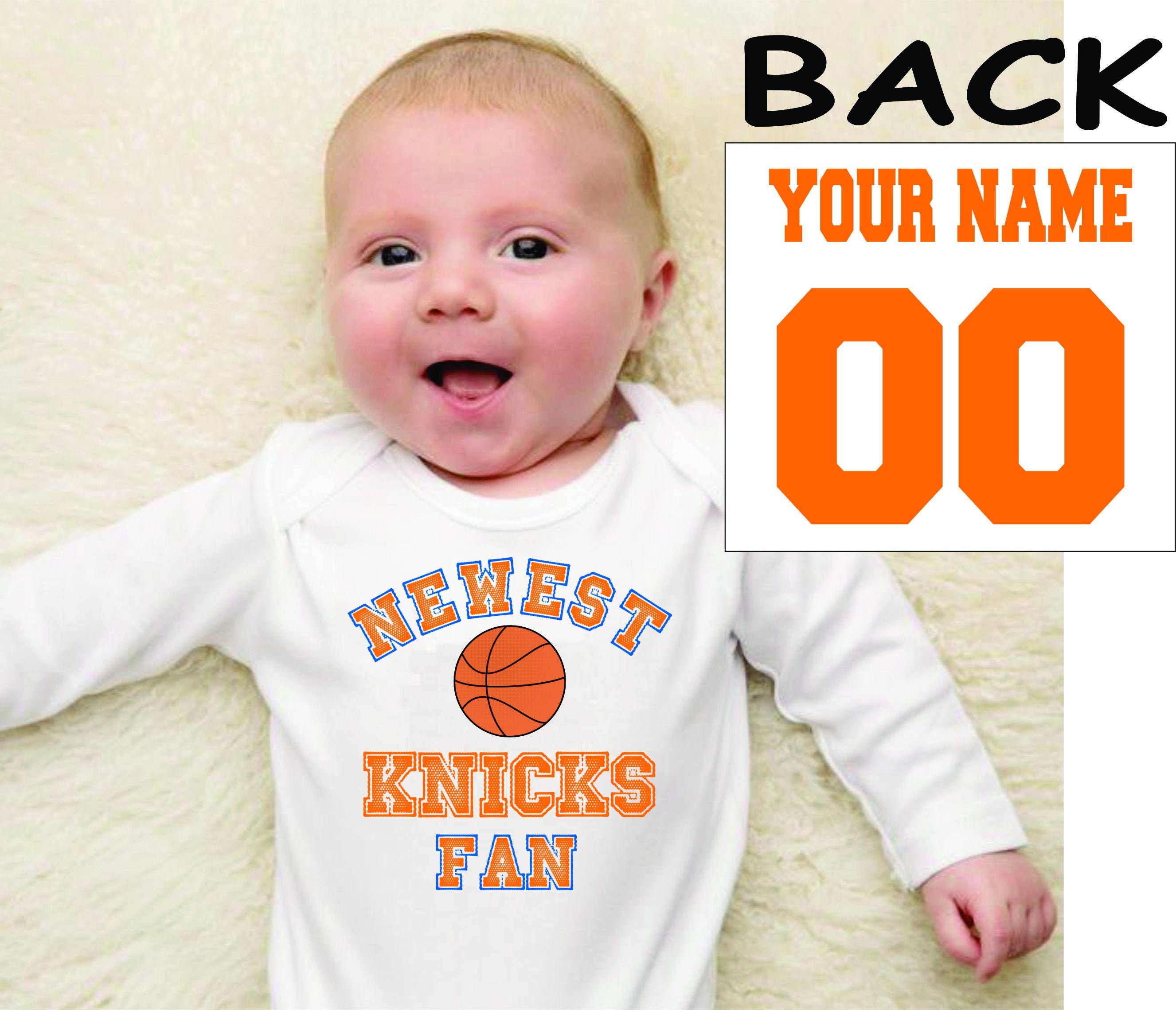 Charles Oakley Baby Clothes, New York Throwbacks Kids Baby Onesie