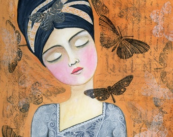 Mixed Media Art Print - Butterfly Dreaming