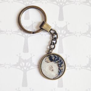Painted Keychain: Blue Jay Feather